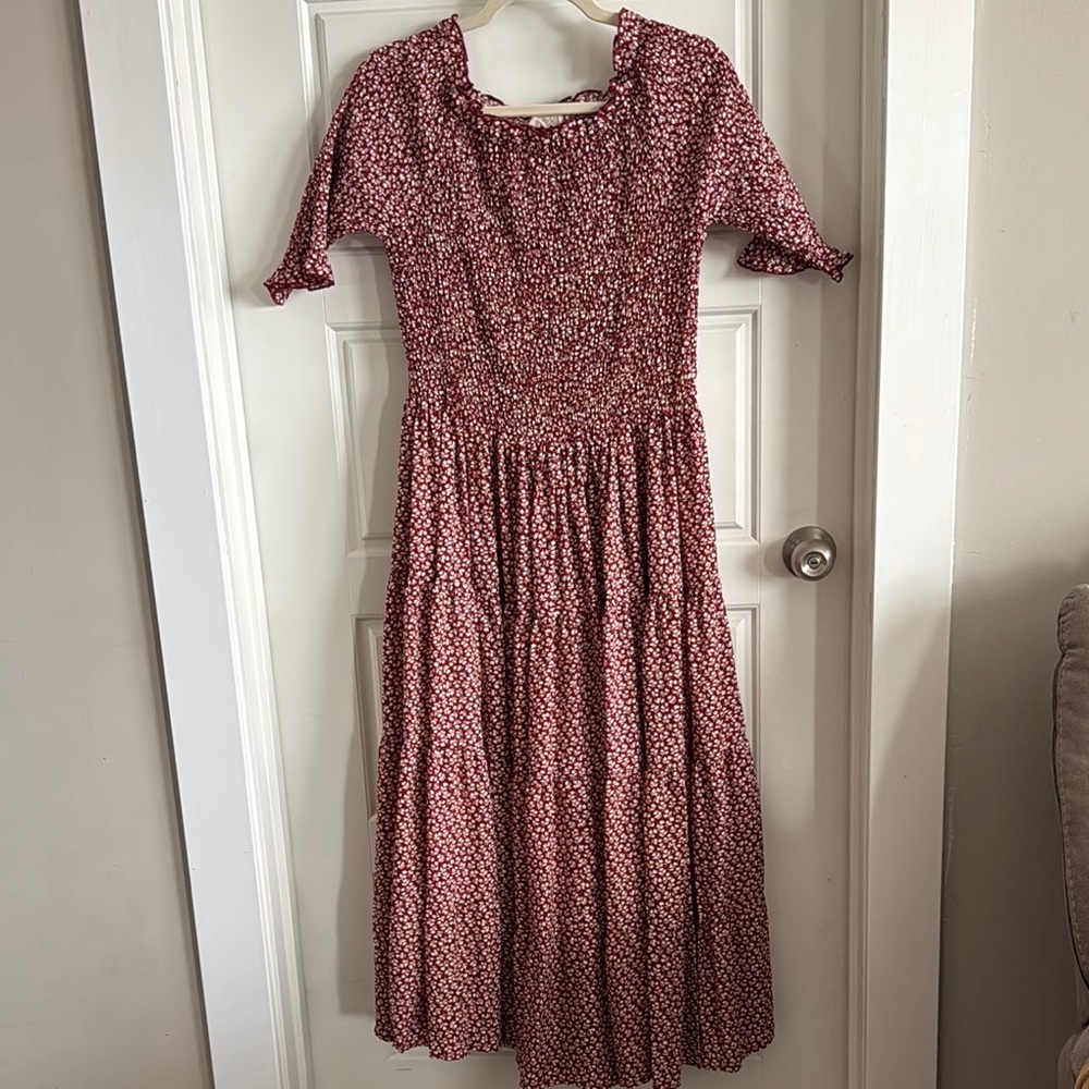 Elegant Red Floral Women's Dress